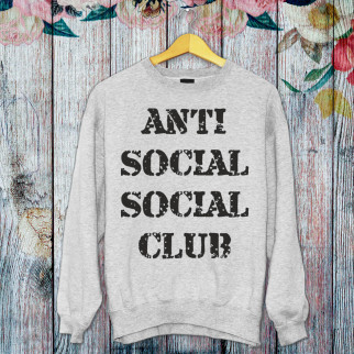 Чоловічий світшот із оригінальним принтом з написом "Anti Social Social Club" (чорний текст) Push IT S, Сірий - Інтернет-магазин спільних покупок ToGether