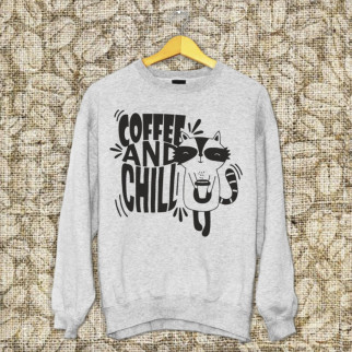 Чоловічий світшот з оригінальним принтом "Coffee and chill" Push IT S, Сірий - Інтернет-магазин спільних покупок ToGether