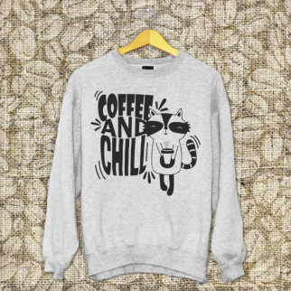 Чоловічий світшот з оригінальним принтом "Coffee and chill" Push IT S, Сірий XL - Інтернет-магазин спільних покупок ToGether