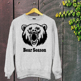 Чоловічий світшот із оригінальним принтом для мисливця з принтом "Bear Season" Push IT S, Сірий M - Інтернет-магазин спільних покупок ToGether