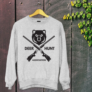 Чоловічий світшот із оригінальним принтом для мисливця з принтом "Deer hunt association" Push IT S, Сірий - Інтернет-магазин спільних покупок ToGether