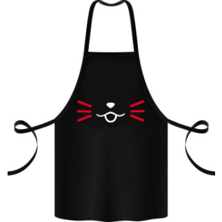Фартух чорний кухонний з оригінальним принтом "Мордочка кішечки" - Інтернет-магазин спільних покупок ToGether