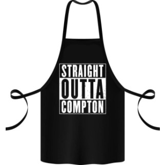 Фартух чорний кухонний з оригінальним принтом "Straight outta compton" - Інтернет-магазин спільних покупок ToGether