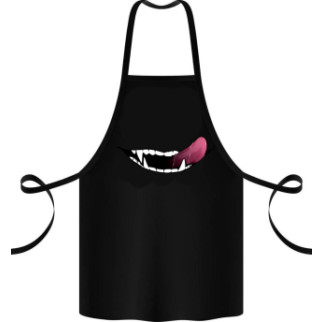 Фартух чорний кухонний з оригінальним принтом "Tongue out" - Інтернет-магазин спільних покупок ToGether