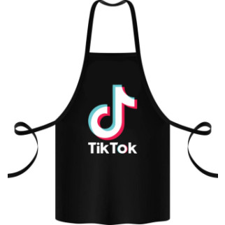 Фартух чорний кухонний з оригінальним принтом "Tiktok logo" - Інтернет-магазин спільних покупок ToGether
