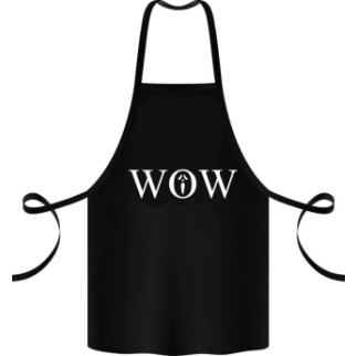 Фартух чорний кухонний з оригінальним принтом "WOW" - Інтернет-магазин спільних покупок ToGether