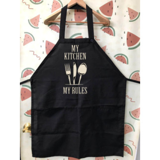 Фартух чорний кухонний з оригінальним принтом "My kitchen. My rules" - Інтернет-магазин спільних покупок ToGether