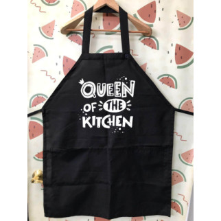 Фартух чорний кухонний з оригінальним принтом "Queen of the kitchen" - Інтернет-магазин спільних покупок ToGether