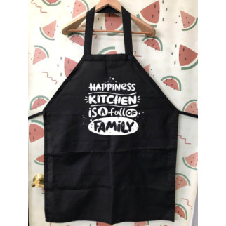 Фартух чорний кухонний з оригінальним принтом "Happiness kitchen is a full of Family" - Інтернет-магазин спільних покупок ToGether