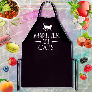 Фартух чорний кухонний з оригінальним принтом "Mother of cats" - Інтернет-магазин спільних покупок ToGether