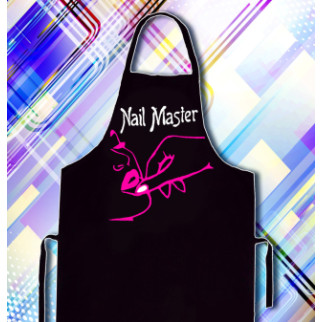 Фартух чорний кухонний з оригінальним принтом "Nail Master" - Інтернет-магазин спільних покупок ToGether