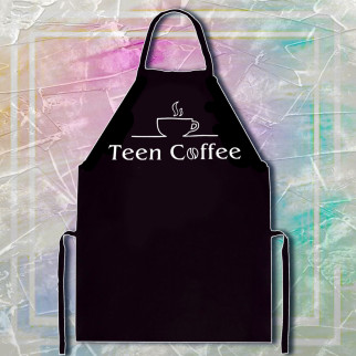 Фартух чорний кухонний з оригінальним принтом "Teen Coffee" - Інтернет-магазин спільних покупок ToGether