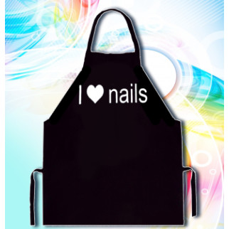 Фартух чорний кухонний з оригінальним принтом "I love nails" - Інтернет-магазин спільних покупок ToGether