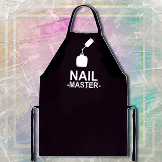 Фартух чорний кухонний з оригінальним принтом "Nail Master" - Інтернет-магазин спільних покупок ToGether