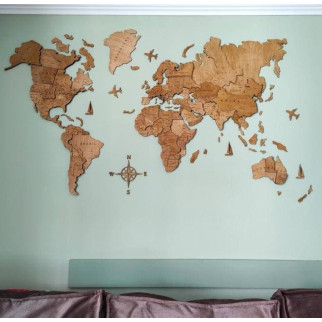 Карта світу на стіну багатошарова з дерева 150х90 см - Інтернет-магазин спільних покупок ToGether