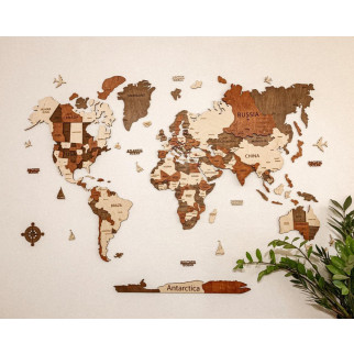 Карта Світу на стіну з дерева 100 х 60 см з гравіюванням країн та їх межі - Інтернет-магазин спільних покупок ToGether
