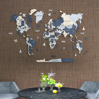 Карта Світу на стіну, дерев'яна багатошарова з країнами та столицями 3д 150х90 см - Інтернет-магазин спільних покупок ToGether