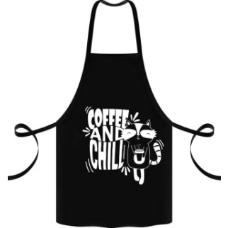 Фартух чорний кухонний з оригінальним принтом "Coffe and chill" - Інтернет-магазин спільних покупок ToGether