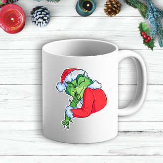 Білий кухоль (чашка) з новорічним принтом Грінч (The Grinch) "Задоволений" - Інтернет-магазин спільних покупок ToGether