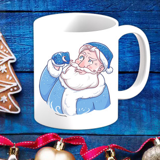 Білий кухоль (чашка) з новорічним принтом Дідусь Мороз замислився - Інтернет-магазин спільних покупок ToGether