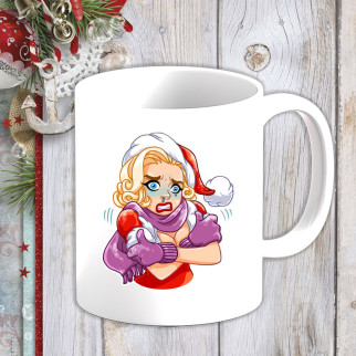 Білий кухоль (чашка) з новорічним принтом Мерилін Монро (замерзла) - Інтернет-магазин спільних покупок ToGether