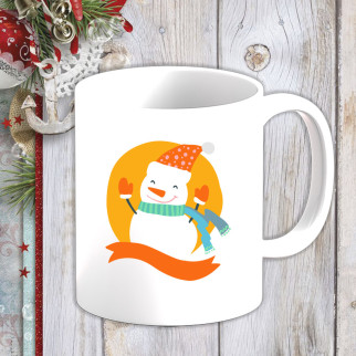 Білий кухоль (чашка) з новорічним принтом Сніговик - Інтернет-магазин спільних покупок ToGether