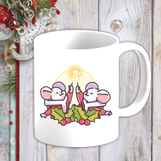Білий кухоль (чашка) з новорічним принтом Мишата - Інтернет-магазин спільних покупок ToGether