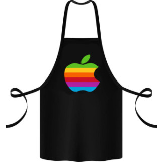 Фартух чорний кухонний з оригінальним принтом "Райдужне яблуко" - Інтернет-магазин спільних покупок ToGether