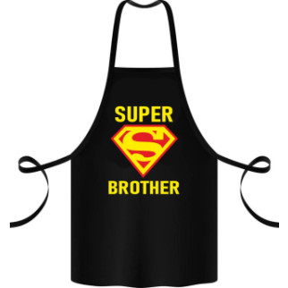 Фартух чорний кухонний з оригінальним принтом "Super brother" - Інтернет-магазин спільних покупок ToGether