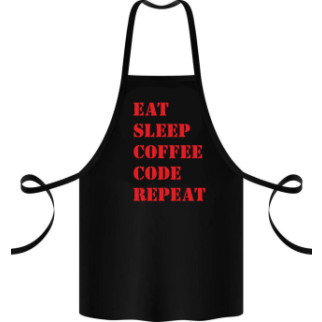 Фартух чорний кухонний з оригінальним принтом "Eat sleep coffee code repeat" - Інтернет-магазин спільних покупок ToGether