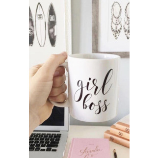Білий кухоль (чашка) з принтом "Girl Boss" - Інтернет-магазин спільних покупок ToGether