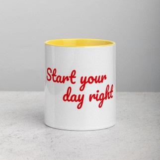 Білий кухоль (чашка) з принтом "Start your day right" - Інтернет-магазин спільних покупок ToGether