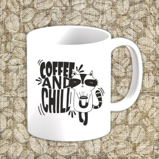 Білий кухоль (чашка) з принтом "Coffee and chill" - Інтернет-магазин спільних покупок ToGether
