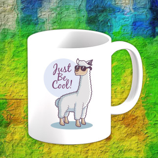 Білий кухоль (чашка) з принтом Альпака "Jusy be cool!" - Інтернет-магазин спільних покупок ToGether