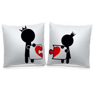 Парні декоративні подушки з принтом "Пазл: Серце" - Інтернет-магазин спільних покупок ToGether
