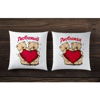 Парні декоративні подушки з принтом "Ведмедики: Улюблений і Кохана" - Інтернет-магазин спільних покупок ToGether
