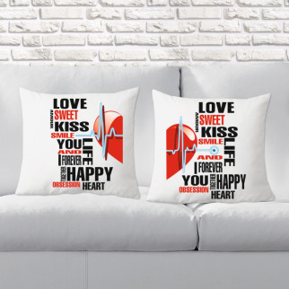 Парні декоративні подушки з принтом "Love Sweet Kiss" - Інтернет-магазин спільних покупок ToGether