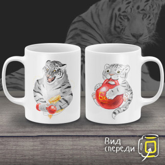 Парні білі чашки з принтом "Тигри" - Інтернет-магазин спільних покупок ToGether
