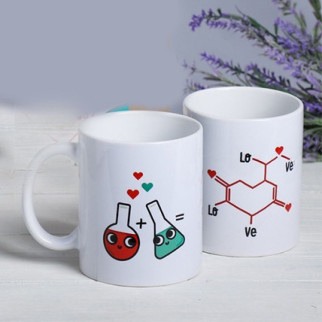 Парні білі чашки з принтом "Між нами хімія" - Інтернет-магазин спільних покупок ToGether