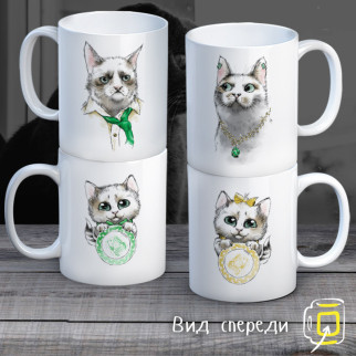 Сімейні білі чашки з принтом "Котейки" - Інтернет-магазин спільних покупок ToGether