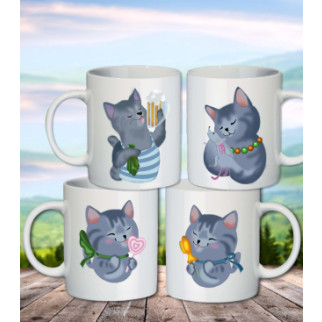 Сімейні білі чашки з принтом "Cats" - Інтернет-магазин спільних покупок ToGether