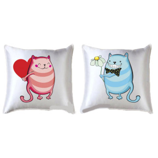 Парні декоративні подушки з принтом "котик і Кішечка" - Інтернет-магазин спільних покупок ToGether