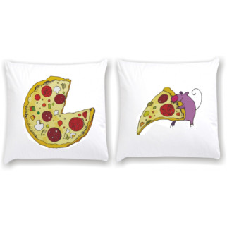 Парні декоративні подушки з принтом "Піца і Миша" - Інтернет-магазин спільних покупок ToGether