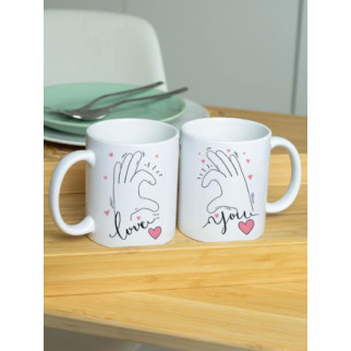 Парні білі чашки з принтом "Love you" - Інтернет-магазин спільних покупок ToGether