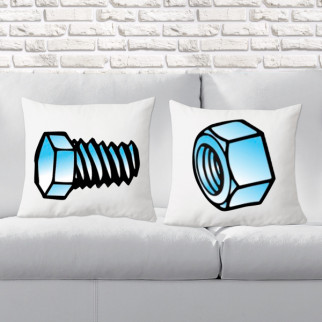 Парні декоративні подушки з принтом "Гайка і Гвинтик" - Інтернет-магазин спільних покупок ToGether