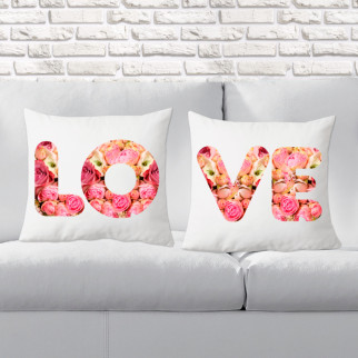 Парні декоративні подушки з принтом "LOVE (квіти)" - Інтернет-магазин спільних покупок ToGether