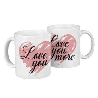 Парні білі чашки з принтом "Love you. Love you more" - Інтернет-магазин спільних покупок ToGether