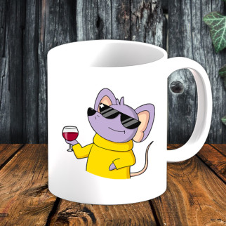 Білий кухоль (чашка) з принтом "Миша в окулярах" - Інтернет-магазин спільних покупок ToGether