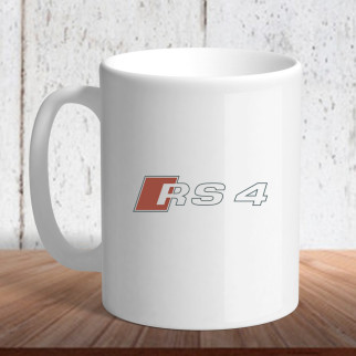 Білий кухоль (чашка) з логотипом автомобіля "Audi rs4" - Інтернет-магазин спільних покупок ToGether