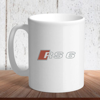 Білий кухоль (чашка) з логотипом автомобіля "Audi rs6" - Інтернет-магазин спільних покупок ToGether